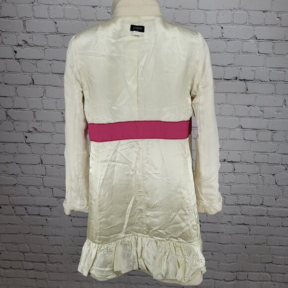 J.CREW Ivory Lady Day Wool Blend Buttoned Pockets Collared Lined Over Coat 2 - Picture 5 of 13